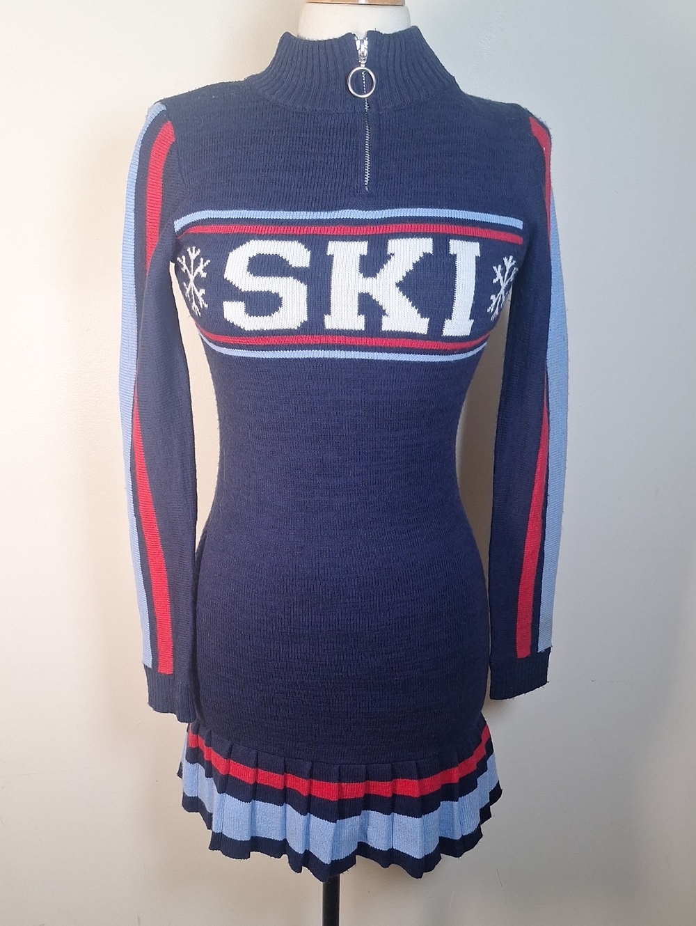 Freshman 1996 Pleated Knit Mini Ski Dress Size XS